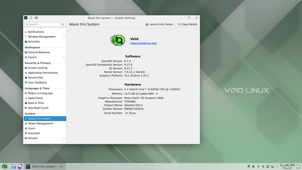 SonicDE on Arch Linux